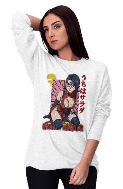 Women's sweatshirt with prints Boruto Sarada Uchiha. Anime, boruto, manga, sarada uchiha, tv series, uchiha. 2070702