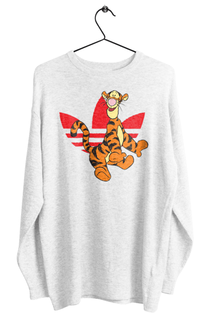 Свитшот женский с принтом Adidas Тигра. Adidas, tigger, winnie-the-pooh, адидас, винни пух, мультсериал, тигр, тигра. 2070702