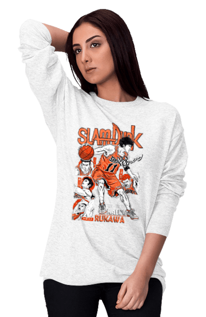 Women's sweatshirt with prints Slam Dunk Kaede Rukawa. Anime, basketball, comedy, kaede rukawa, manga, school, shonen, slam dunk, sports anime. 2070702