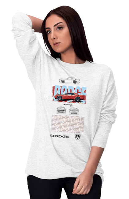 Women's sweatshirt with prints Dodge. Automobile, car, challenger, chrysler, dodge, race. 2070702