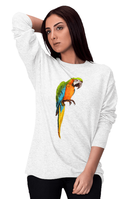 Свитшот женский с принтом Просто Попугай. Попугай, птичка. 2070702