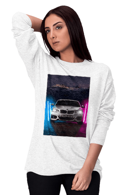 Світшот жіночий з принтом "БЕХА". Беха, в машину, красота, птн пнх, фонарі. 2070702