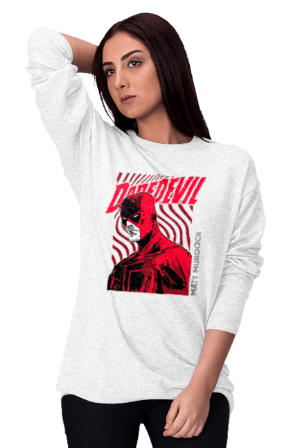 Women's sweatshirt with prints Daredevil. Daredevil, lawyer, marvel, matt murdock, superhero, television series, tv series. 2070702