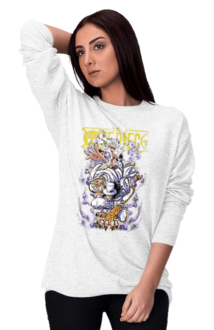 Women's sweatshirt with prints One Piece Rob Lucci and Luffy. Anime, lucci, luffy, manga, monkey de luffy, one piece, pirates, rob lucci. 2070702