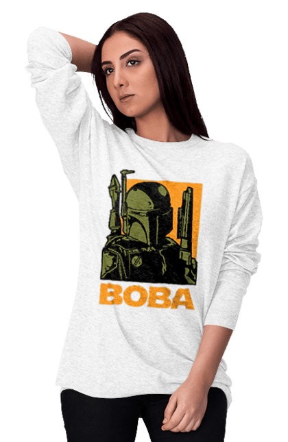 Світшот жіночий з принтом "Боба Фетт". Boba fett, боба фетт, зоряні війни, клон, мисливець за головами. 2070702