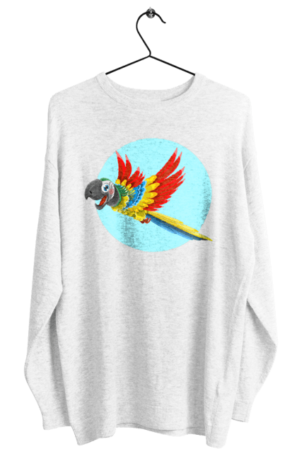 Світшот жіночий з принтом "Папуга". Барвистий папуга, какаду, кольоровий папуга, папуга, що летить. 2070702