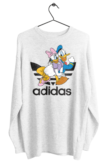 Свитшот женский с принтом Adidas Дональд Дак. Adidas, daisy duck, donald duck, адидас, дейзи дак, дональд дак, мультсериал, мультфильм. 2070702