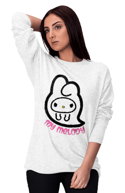 Women's sweatshirt with prints Hello Kitty My Melody. Brand, character, ghost, halloween, hello kitty, my melody. 2070702