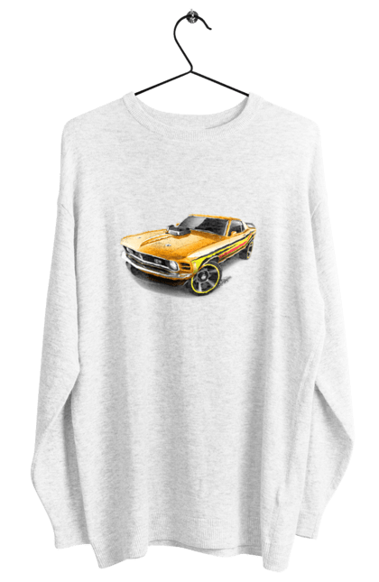 Світшот жіночий з принтом "Форд мустанг". Американська легенда, жовтий мустанг, культове авто, мустанг, потужне авто, форд мустанг, шелбі. 2070702