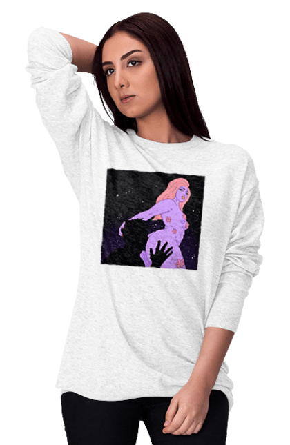 Women`s sweatshirt with prints Purple Girl. Body, girl. 2070702