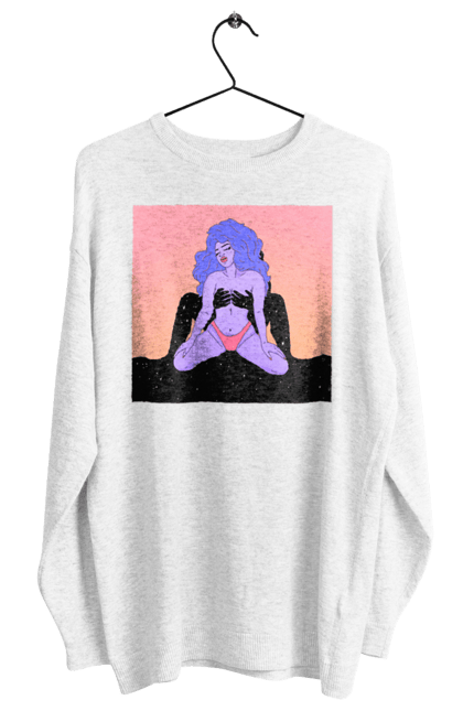 Світшот жіночий з принтом "Фіолетова Дівчина В Трусиках". Інопланетянка, у трусах. 2070702