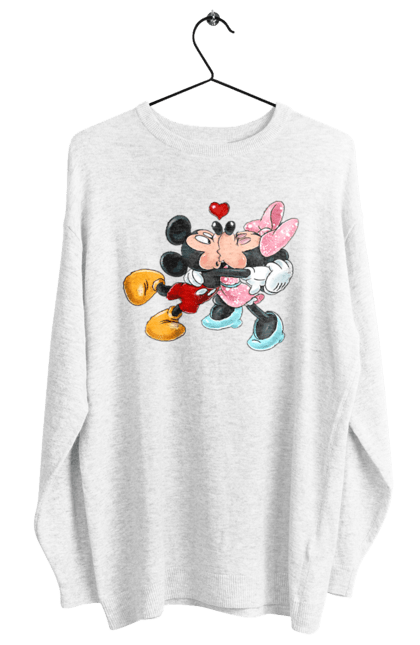 Свитшот женский с принтом Микки Маус и Минни Маус. Mickey mouse, minnie mouse, дисней, микки, микки маус, минни маус, мультфильм. 2070702