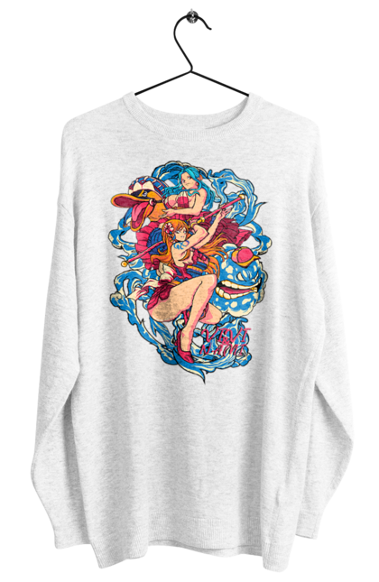 Women's sweatshirt with prints One Piece Nami. Anime, cat burglar, manga, nami, one piece, straw hat pirates. 2070702