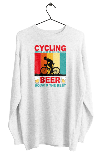 Світшот жіночий з принтом "Cycling Beer". Алкоголь, брутальні, велосипед, веселі, для спортсменів, літні, пиво, спорт, чоловічі. 2070702