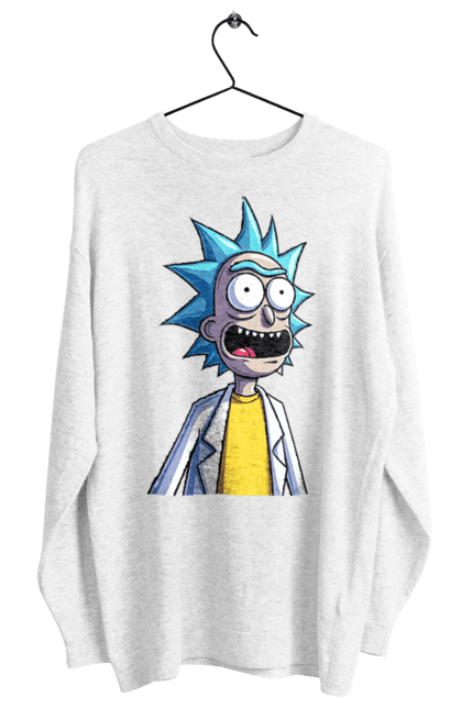 Women's sweatshirt with prints Rick and Morty. Adventures, black humor, cartoon, rick, rick and morty, sci-fi, tragicomedy. 2070702