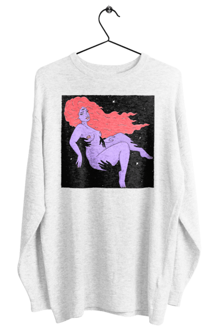 Світшот жіночий з принтом "Фіолетова Дівчина В Чорній Дирі". Дівчина, лапають. 2070702