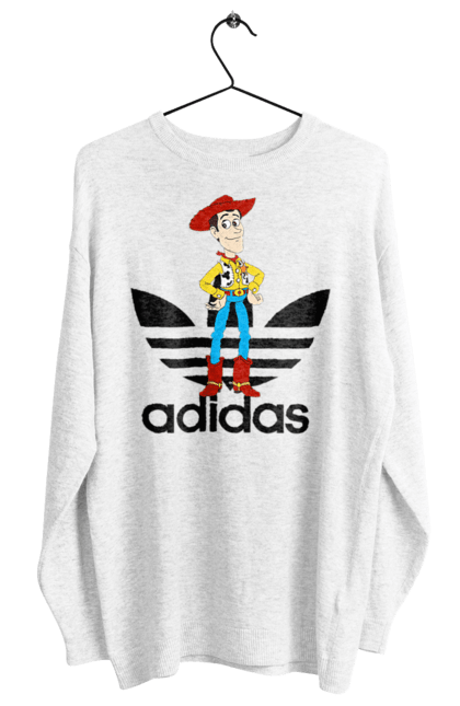 Свитшот женский с принтом Adidas Вуди. Adidas, toy story, woody, адидас, вуди, история игрушек, мультфильм. 2070702