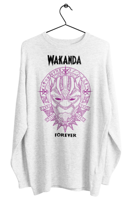 Свитшот женский с принтом Ваканда Навсегда. Marvel, wakanda, wakanda forever, ваканда, ваканда навсегда, марвел, т`чалла, черная пантера. 2070702