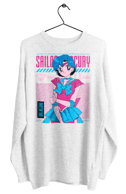 Свитшот женский с принтом Сейлор Мун Меркурий. Ami mizuno, sailor mercury, sailor moon, ами мидзуно, аниме, драма, махо-сёдзё, сейлор мун, сериал\. 2070702