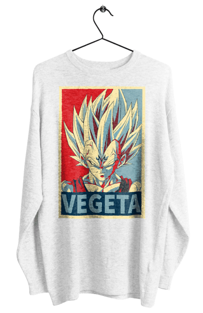 Свитшот женский с принтом Жемчуг дракона Вегета. Anime, dragon ball, goku, manga, vegeta, аниме, вегета, гоку, жемчуг дракона, манга. 2070702