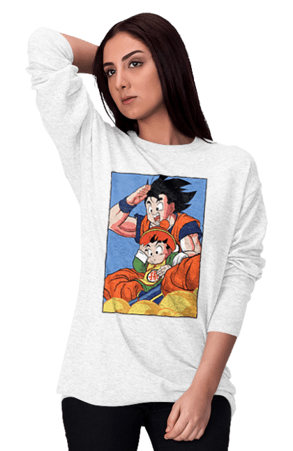 Світшот жіночий з принтом "Перли дракона Гохан". Anime, dragon ball, goku, manga, аніме, гоку, гохан, манга, перли дракона. 2070702