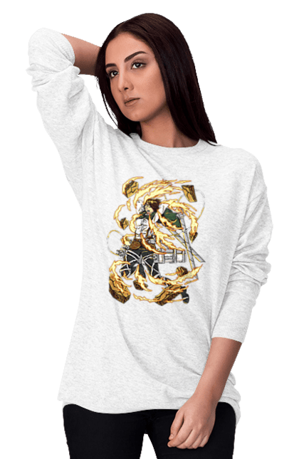 Women's sweatshirt with prints Attack On Titan Hange Zoe. Anime, attack on titan, hange zoe, hanji zoe, manga, reconnaissance corps. 2070702