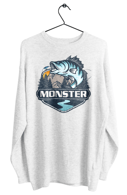 Світшот жіночий з принтом "Рибалка". Монстер, рибак, рибалка, хоббі. 2070702