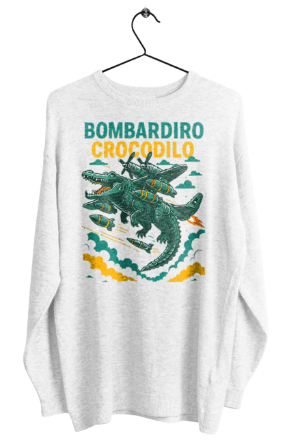 Світшот жіночий з принтом "Bombardino Crocodilo". Bombardino, bombardino crocodilo, crocodilo, бомбардіно крокоділо, крокодил, крокодил літак, крокодил мем, мем, мем бомбардине крокодило. 2070702