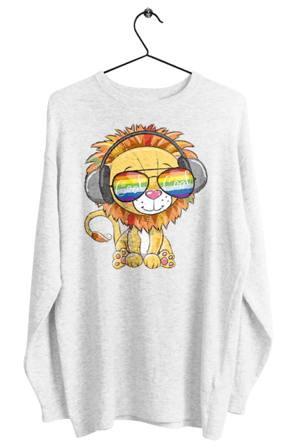 Світшот жіночий з принтом "Левеня В Окулярах І Навушниках". Лев, левеня, навушники, окуляри. 2070702