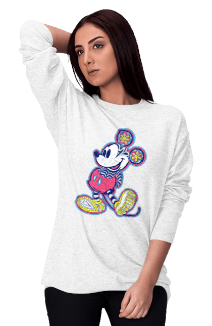 Світшот жіночий з принтом "Міккі Маус". Mickey mouse, дісней, міккі, міккі маус, мультфільм. CustomPrint.market