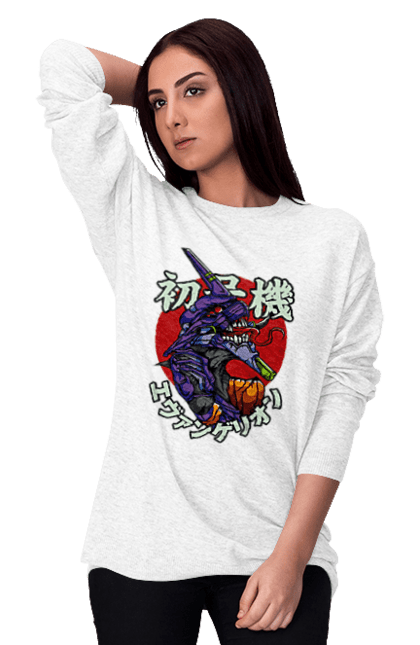 Women's sweatshirt with prints Evangelion. Angel, anime, eva 01, evangelion, manga, neon genesis evangelion, shinji. 2070702