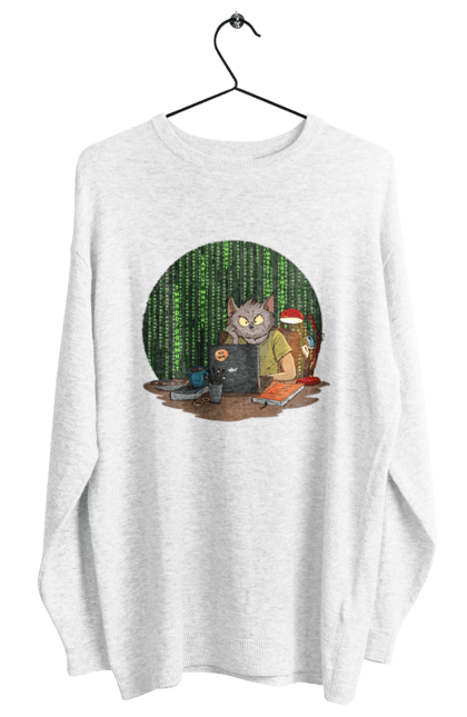 Світшот жіночий з принтом "Кіт програміст". Angular, c, css, html, it, javascript, jquery, php, python, react, svelt, vue, айтишник, айті, гумор, код, кодувати, прогер, програміст, програмісти, ти ж, ти ж програміст, тиж програміст. 2070702