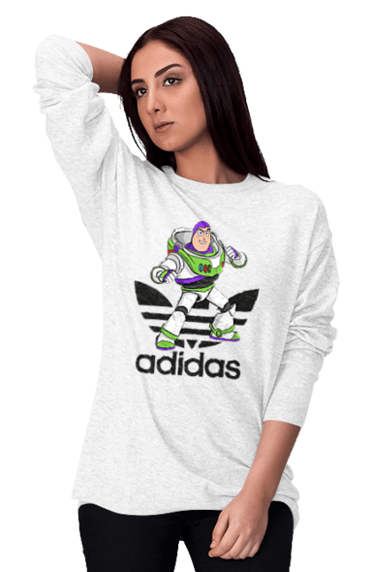 Women's sweatshirt with prints Adidas Buzz Lightyear. Adidas, buzz lightyear, cartoon, toy, toy story. 2070702