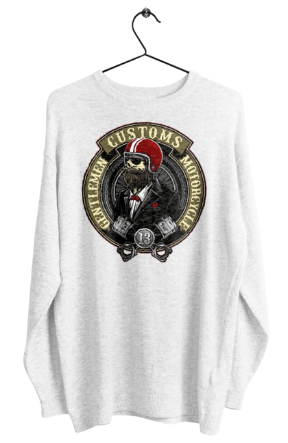 Women`s sweatshirt with prints Gentlemen motorcycle. Gentleman, helmet, motorcycle, skull. 2070702