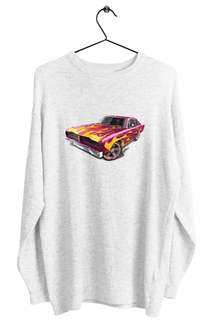 Світшот жіночий з принтом "Кастом автомобіль". Авто, автомобіль, аерографія, вогонь, кастом, машина, полум я, тюнінг. 2070702