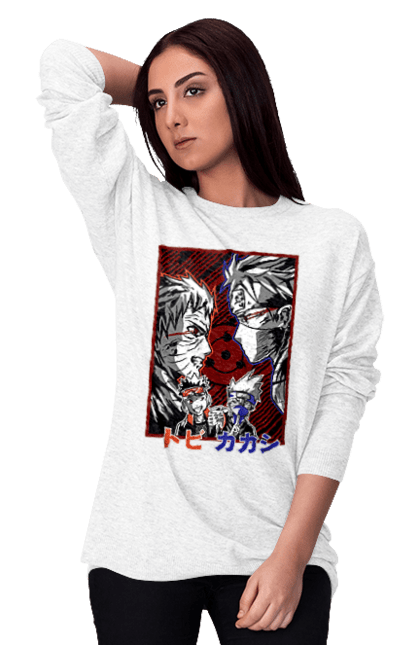 Women's sweatshirt with prints Naruto Kakashi Hatake. Anime, kakashi, manga, naruto, shinobi, shonen, team number 7. 2070702