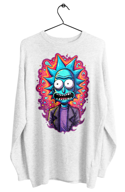 Women's sweatshirt with prints Rick and Morty. Adventures, black humor, cartoon, rick, rick and morty, sci-fi, tragicomedy. 2070702