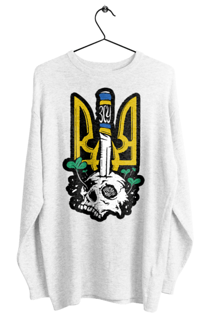 Світшот жіночий з принтом "Герб ЗСУ". Герб, зсу, патріотична, прапор, череп. 2070702