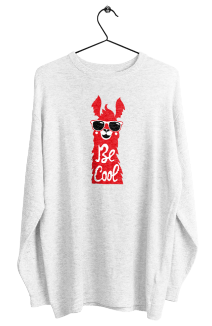Women`s sweatshirt with prints Cool llama. Animals, cool, glasses, lama. 2070702