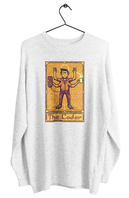 Світшот жіночий з принтом "Карта таро  кодер". Ай ті, айтішник, карта таро, код, програміст, хакер. 2070702