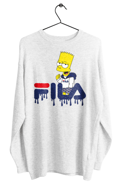 Свитшот женский с принтом Барт FILA. Bart, simpsons, барт, мультфильм, симпсоны, спорт, спортивная одежда. 2070702