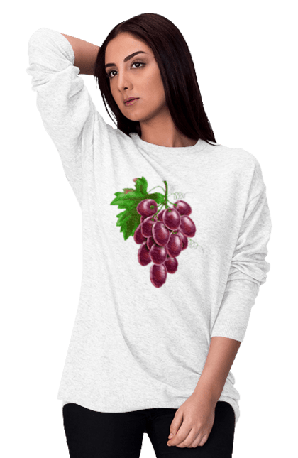 Свитшот женский с принтом Виноград. Виноград, фрукт. 2070702