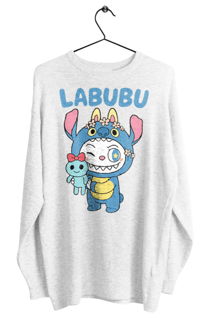 Світшот жіночий з принтом "Лабубу". Іграшка лабубу, лабубу, лабубу кока кола, мерч лабубу, мила, синя лабаба, смішна лабубу. 2070702