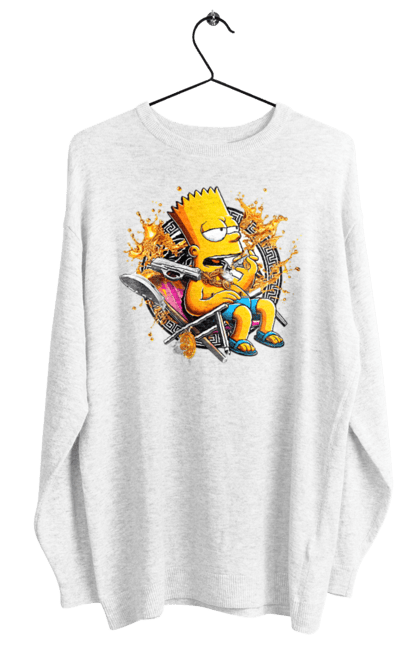 Women's sweatshirt with prints Bart Simpson Versace. Bart, cartoon, serial, simpson, versace. 2070702