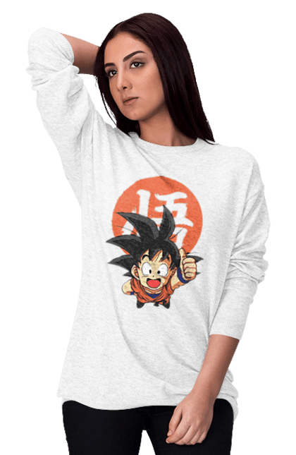 Світшот жіночий з принтом "Перли дракона Сон Гоку". Dragon ball, manga, son goku, аніме, гоку, манга, перли дракона, сон гоку. 2070702