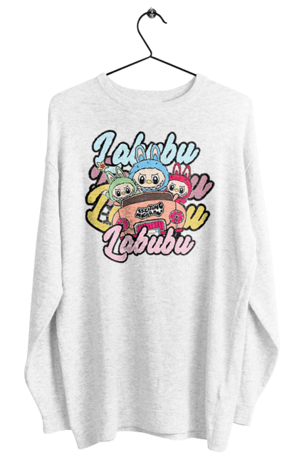 Світшот жіночий з принтом "Лабубу". Іграшка лабубу, лабубу, лабубу кока кола, мерч лабубу, мила, рожева лабубу, смішна лабубу. 2070702