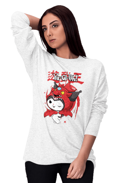 Women's sweatshirt with prints Yu Gi Oh! Kuromi. Anime, character, hello kitty, kuromi, my melody, sanrio, yu gi oh, yugio. 2070702