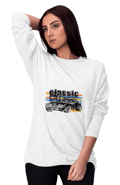 Світшот жіночий з принтом "Принт Класичний Автомобіль". Автомобіль, класичний, ретро авто, старовинний автомобіль. 2070702