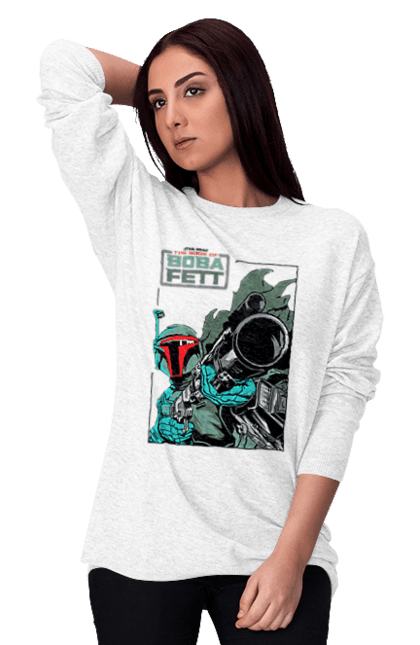 Women's sweatshirt with prints Boba Fett. Bob fett, boba fett, clone, head hunter, star wars. 2070702