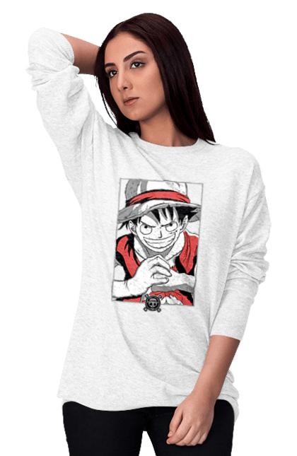 Women's sweatshirt with prints One Piece Luffy. Anime, luffy, manga, monkey de luffy, one piece, pirates. 2070702